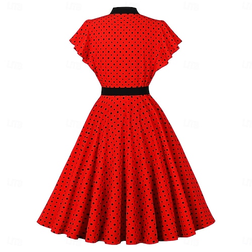 vintage red polka dot dress With Bow you need to add some margin from the garment measurement to the body measurement Vintage Red 1940s Dress White