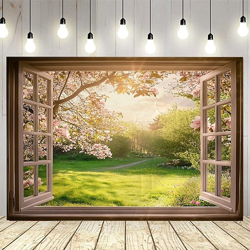 Beautiful natural scenery outside the window Hanging Tapestry Wall