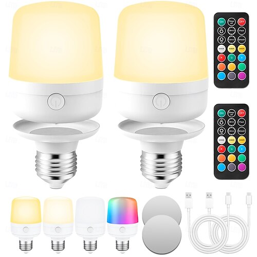 1 Stück E27 Lampenkopf zum Aufladen, magnetisch, kleines Nachtlicht, abnehmbare Fernbedienung, Nachttischlampe, Wandleuchte, einstellbare Dimmzeit, Typ-C-Schnittstelle