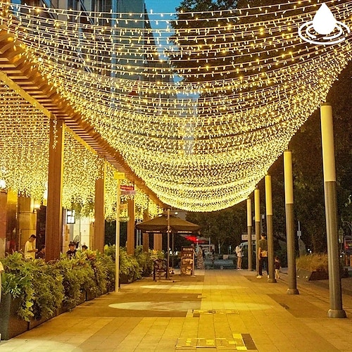  50m 100m girlanda choinka bajkowe światła 400 800 led string light ip65 wodoodporny łańcuch zewnętrzny ogród yard girlanda wesele wakacje krajobraz dekoracja oświetlenie niebieski kolorowy dc31v ue us