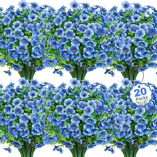  20 de pachete de flori artificiale pentru decorațiuni în aer liber flori de mătase false plante artificiale rezistente la UV margarete artificiale eucalipt pentru primăvară vară grădină curte verandă