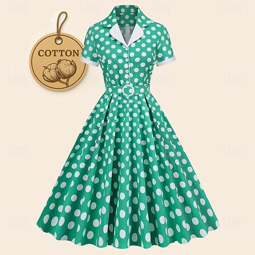 Retro Vintage Ball Gown Cocktail Dress Dress Flare Dress Gentlewoman Polka Dot  Fancy Dress Women's Carnival New Year Masquerade Party / Evening Casual Tea  Party Adults' Dress 2026 - $42.99