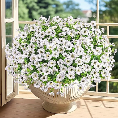  20 de pachete de flori artificiale pentru decorațiuni în aer liber flori de mătase false plante artificiale rezistente la UV margarete artificiale eucalipt pentru primăvară vară grădină curte verandă