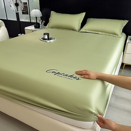 Lit rafraîchissant d'été drap-housse en soie confortable draps rafraîchissants pour dormeur chaud drap-housse respirant uniquement pour femmes hommes et adolescents