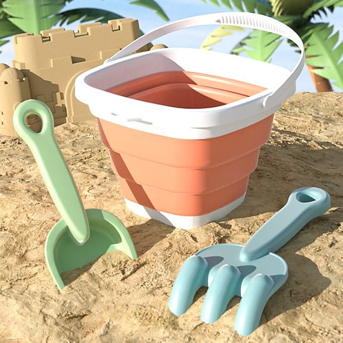 Collapsible Beach Sand Bucket Packs Foldable Buckets Set with