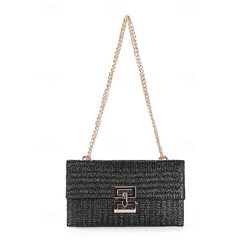 Borsa In Paglia Intrecciata Donna – Con Manico E Tracolla Regolabile – Per Spiaggia, Estate, Vacanze, Matrimoni
