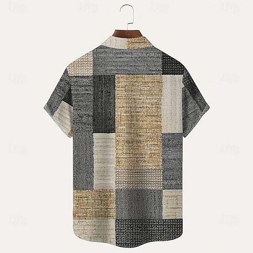  Voor heren Geometrisch Kleurenblok Lapwerk Overhemd Normaal shirt Overhemd met knopen Korte mouw Mode-casual Vakantie Dagelijks gebruik Feestdagen Zomer Lente Strijkijzer 3D-afdrukken shirts met