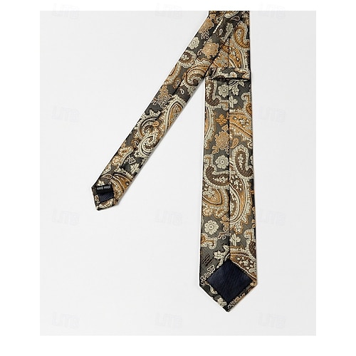  Men's Vintage Ties Wedding Party Patterned Tie with Floral Printed Black Yellow Red