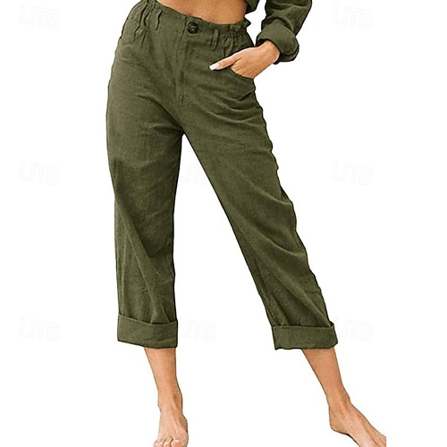 Femmes Pantalon en coton et lin Slacks Mode Streetwear Longueur complète Naturel Uni Avec Poches Taille Élastique Confortable Extérieur Vacances Fête Magenta Vin Abricot Bleu ciel clair Été Coupe Femmes Pantalon en coton et lin Slacks Mode Streetwear Longueur complète Naturel Uni Avec Poches Taille Élastique Confortable Extérieur Vacances Fête Magenta Vin Abricot Bleu ciel clair Été Coupe