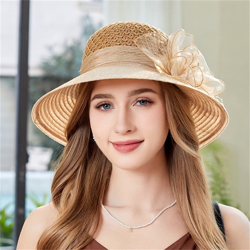 Derby Hats for Women 2025 Tea Party Organza Flower Bucket 