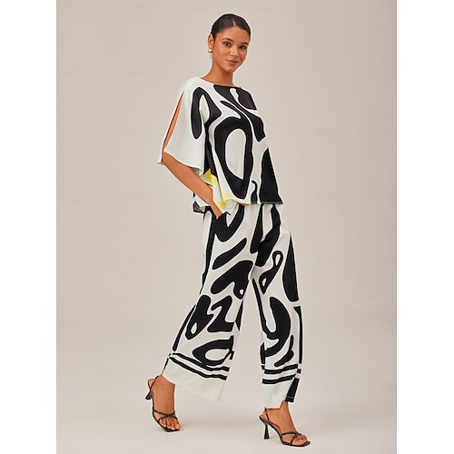  pantaloni casual neutri a gamba larga in raso culottes