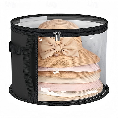  Hat Storage Bag for Travel, Foldable Round Organizer Case for Wide Brim Hats and Clothes, Portable Hat Box with Zipper Lid