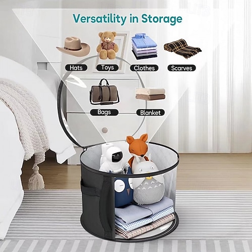  Hat Storage Bag for Travel, Foldable Round Organizer Case for Wide Brim Hats and Clothes, Portable Hat Box with Zipper Lid