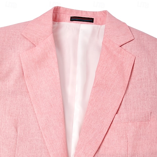  Herren Leinen Blazer Sportjacke Modische Casual Sommer Einfarbiger Leinen Blazer Pink Himmelblau Salbeigrün Standard Fit Einreiher Ein-Knopf