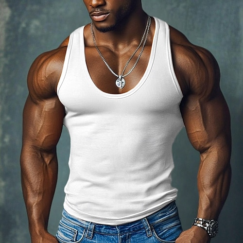  Homens Malha Íntima Camiseta Interior camisa sem manga camisa espancadora Sem Manga Decote em U Profundo Scoop pescoço Verão Côr Sólida Pit Strip Moda Designer Esportivo Estriado Puro Ao ar livre