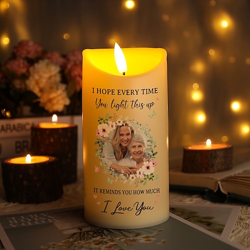  személyre szabott fényképes led gyertya, egyedi emlékajándék, elegáns és egyszerű tisztelgés dekoráció, tökéletes szerettei tiszteletére vagy különleges alkalmakra