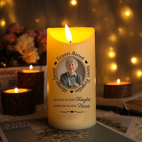  személyre szabott emlékmű LED gyertya egyedi fényképes szimpátia ajándékok szeretteink elvesztésére, elegáns emléklámpa otthoni hálószoba dekorációhoz, tisztelgés az elhunyt szeretteink előtt