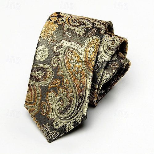  Men's Vintage Ties Wedding Party Patterned Tie with Floral Printed Black Yellow Red