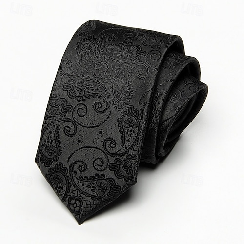  Men's Vintage Ties Wedding Party Patterned Tie with Floral Printed Black Yellow Red