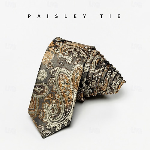  Men's Vintage Ties Wedding Party Patterned Tie with Floral Printed Black Yellow Red