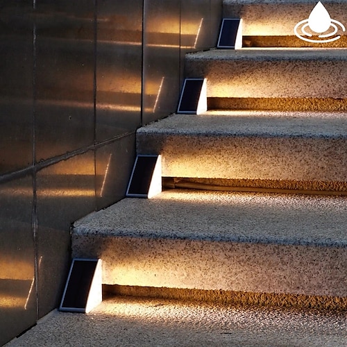2 pièces solaire étape lumière extérieur escalier lumières led lentille conception super lumineux ip67 étanche anti-vol escalier lumière décor éclairage pour jardin terrasse jardin lampe