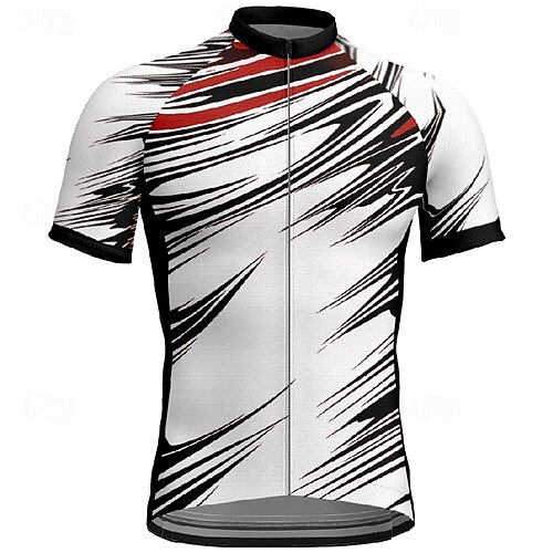 Homme Maillot de cyclisme Géométrique Manche Courte Cyclisme T-shirt Maillot avec 3 poches arrière VTT Vélo tout terrain Séchage Rapide Design Anatomique Évacuation de l'Humidité Respirant Des sports