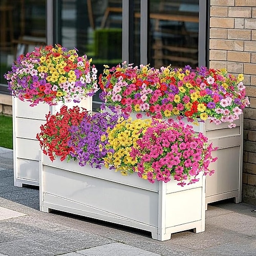  20 de pachete de flori artificiale pentru decorațiuni în aer liber flori de mătase false plante artificiale rezistente la UV margarete artificiale eucalipt pentru primăvară vară grădină curte verandă