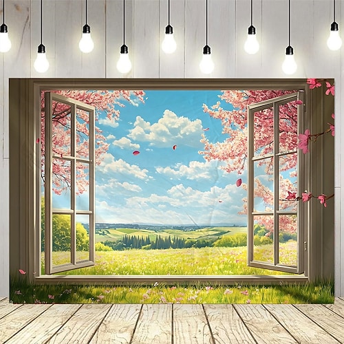 Beautiful natural scenery outside the window Hanging Tapestry Wall