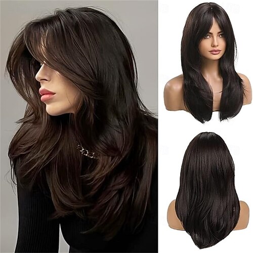 20 Inches Long Straight Blonde Layered Synthetic Hair Wigs  display picture 2