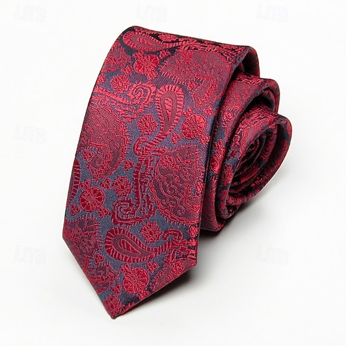  Men's Vintage Ties Wedding Party Patterned Tie with Floral Printed Black Yellow Red