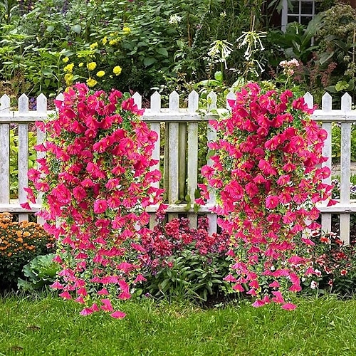  5 fiori artificiali di ipomea appesi per esterni, petunie finte resistenti ai raggi UV, realistici fiori di seta finta, ipomea di eucalipto, per interni ed esterni, fioriere, verande, patii, decorazioni per la casa.