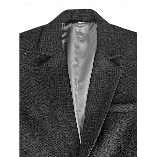  heren retro vintage tweed blazer visgraat blazer sportjas normaal plus size enkelrijs twee knopen zwart champagne bordeaux blauw
