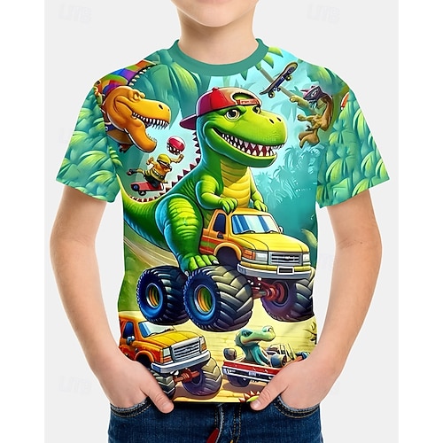 Garçons 3D Dinosaure T-shirt Manche Courte Été Printemps Mode Basique Enfants 4-12 ans Col Rond Extérieur Occasionnel Quotidien Coupe régulière Garçons 3D Dinosaure T-shirt Manche Courte Été Printemps Mode Basique Enfants 4-12 ans Col Rond Extérieur Occasionnel Quotidien Coupe régulière