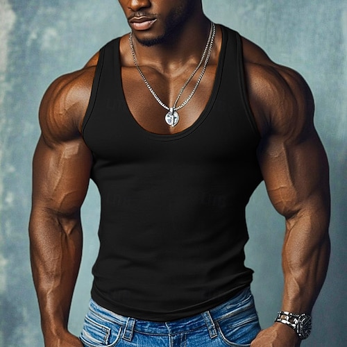  Homens Malha Íntima Camiseta Interior camisa sem manga camisa espancadora Sem Manga Decote em U Profundo Scoop pescoço Verão Côr Sólida Pit Strip Moda Designer Esportivo Estriado Puro Ao ar livre