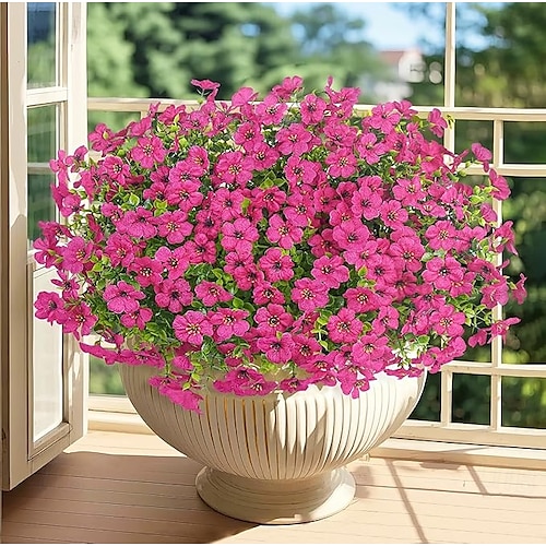  20 de pachete de flori artificiale pentru decorațiuni în aer liber flori de mătase false plante artificiale rezistente la UV margarete artificiale eucalipt pentru primăvară vară grădină curte verandă