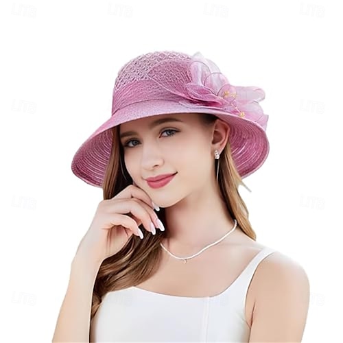 Derby Hats for Women 2025 Tea Party Organza Flower Bucket  display picture 2