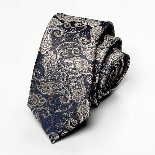  Men's Vintage Ties Wedding Party Patterned Tie with Floral Printed Black Yellow Red