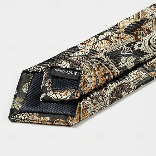  Men's Vintage Ties Wedding Party Patterned Tie with Floral Printed Black Yellow Red