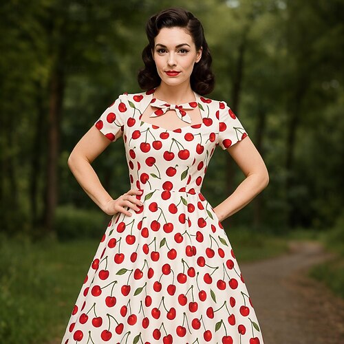 rockabilly homecoming dress Women's 1950s Retro Rockabilly Polka Dot Casual Dress Vintage Style Pr –  Hiipps