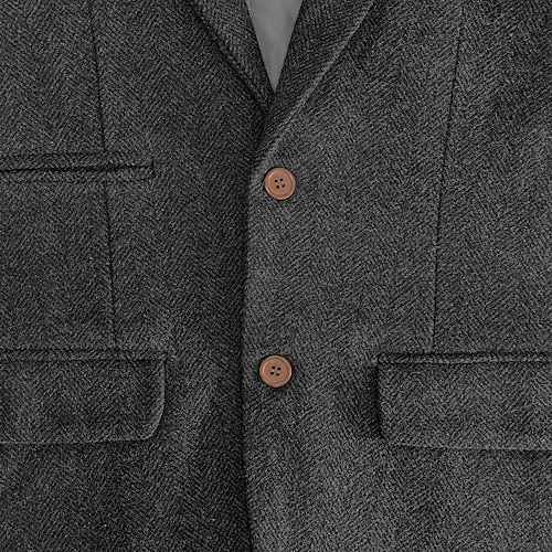  heren retro vintage tweed blazer visgraat blazer sportjas normaal plus size enkelrijs twee knopen zwart champagne bordeaux blauw