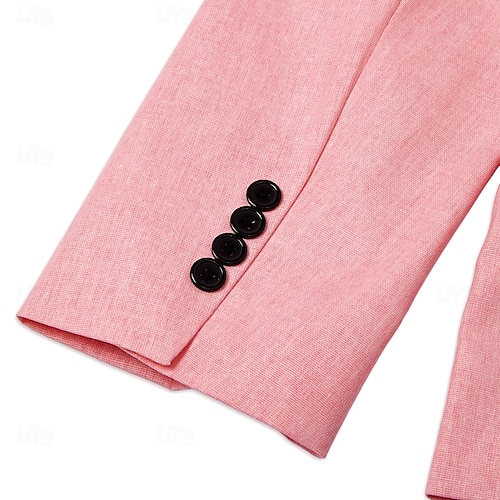  Herren Leinen Blazer Sportjacke Modische Casual Sommer Einfarbiger Leinen Blazer Pink Himmelblau Salbeigrün Standard Fit Einreiher Ein-Knopf