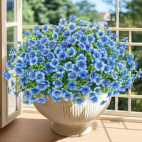  20 de pachete de flori artificiale pentru decorațiuni în aer liber flori de mătase false plante artificiale rezistente la UV margarete artificiale eucalipt pentru primăvară vară grădină curte verandă