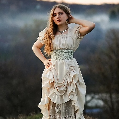 Retro Vintage Medieval Renaissance Chemise Celtic Dress Regency Inspired  Dress Viking Elven Fancy Dress Women's Celtic Pirate Fantasy Halloween  Carnival Masquerade LARP Adults Dress 2026 - CHF37