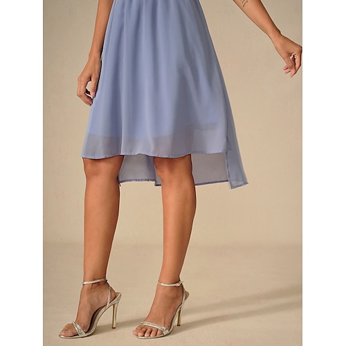  Robe de demoiselle d'honneur Robe Trapèze Femme Robe mi-longue Cuisse fendue robe demoiselle d honneur Soirée Cocktail Elégant Col V Manche Courte Standard Rose Claire Bleu Vert S M L XL XXL