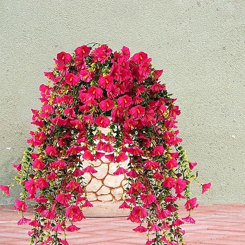  5 fiori artificiali di ipomea appesi per esterni, petunie finte resistenti ai raggi UV, realistici fiori di seta finta, ipomea di eucalipto, per interni ed esterni, fioriere, verande, patii, decorazioni per la casa.