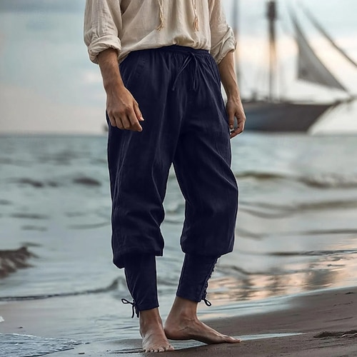  Per uomo Pantaloni di Lino Pantaloni Pantaloni Estivi Pantaloni da Spiaggia Tasca Elastico in vita Coulisse alla gamba Semplice Comodità Traspirante Lunghezza intera All'aperto Quotidiano Ferie