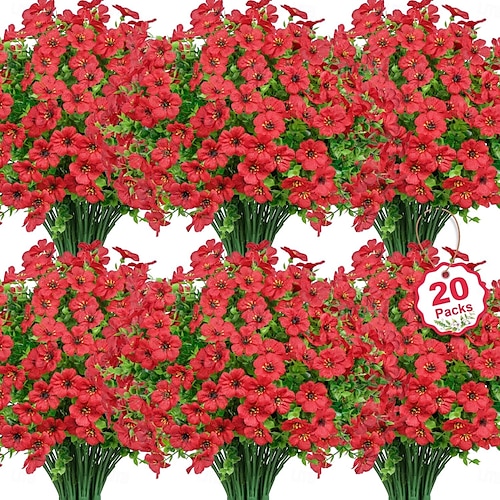  20 de pachete de flori artificiale pentru decorațiuni în aer liber flori de mătase false plante artificiale rezistente la UV margarete artificiale eucalipt pentru primăvară vară grădină curte verandă