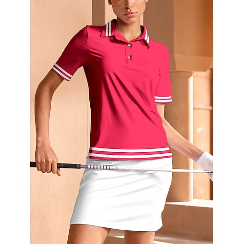  Dam Vandringspolotröja Rosa Kortärmad Överdelar Golfkläder för damer Kläder Outfits Bär kläder