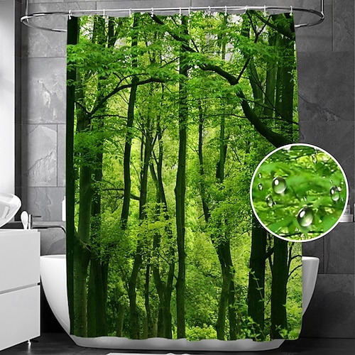 Tenda da doccia con ganci 180cm*180cm (70"*70") Adatta per separare zone bagnate e asciutte divide il bagno impermeabile resistente all'olio paesaggio botanico floreale