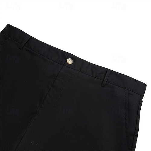  Herr Linne Shorts Klänning Shorts Sommarshorts Beach Shorts Dragkedja Knappar Ficka Ensfärgat Slät Komfort Andningsfunktion Knelängd Utomhus Ledigt Dagligen Semester Mode Svart Vit